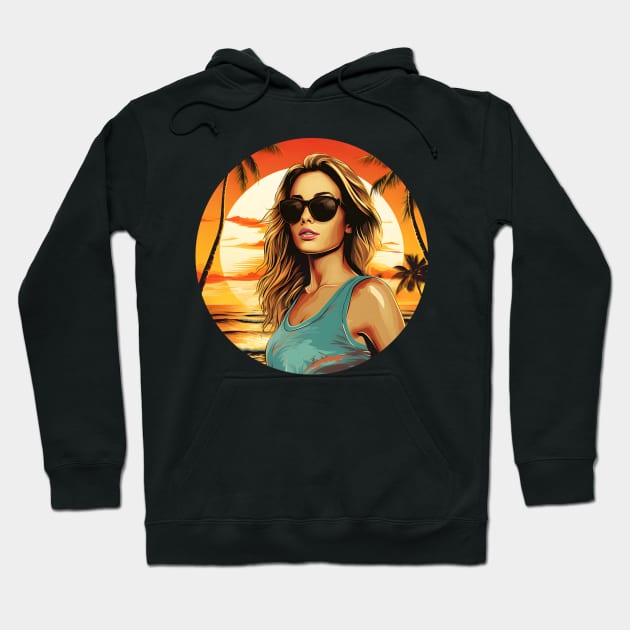 Summer Surfer Girl Sunset Hoodie by BarnesPrintHub